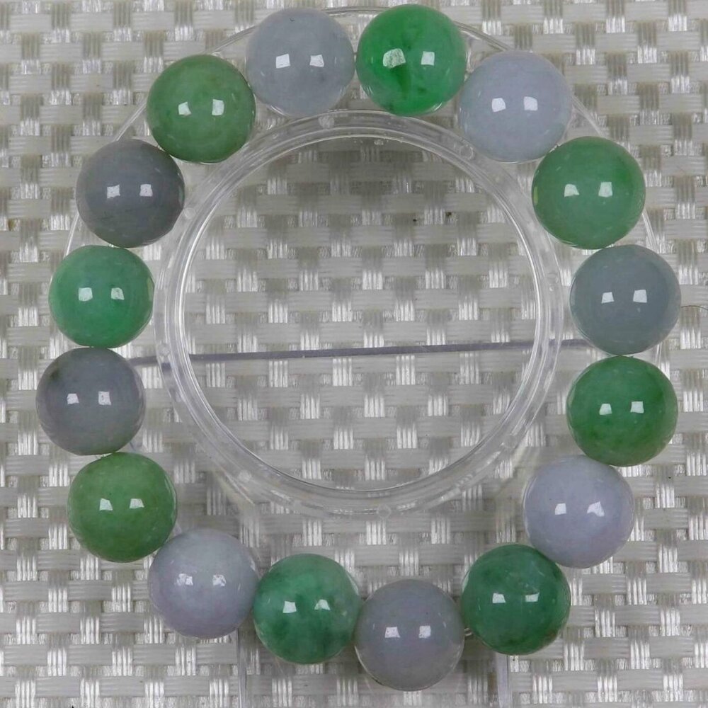 Certified Green/Lavend 100% Natural A Jade jadeite Φ13.5 mm Bead Bracelet Bangle